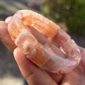 Flower Agate Bangle Crystal Bracelet 15.5mm